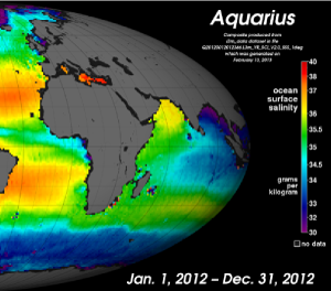 2012 Global ocean surface salinity map