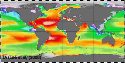 Annual averaged surface TA from the empirical relationship of Lee et al. (2006)