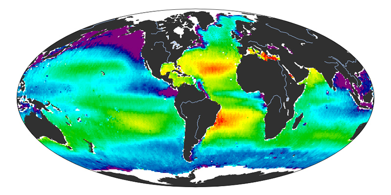 Global sea surface salinity maps averaged by month and season