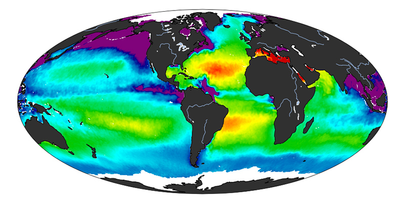 Global sea surface salinity map