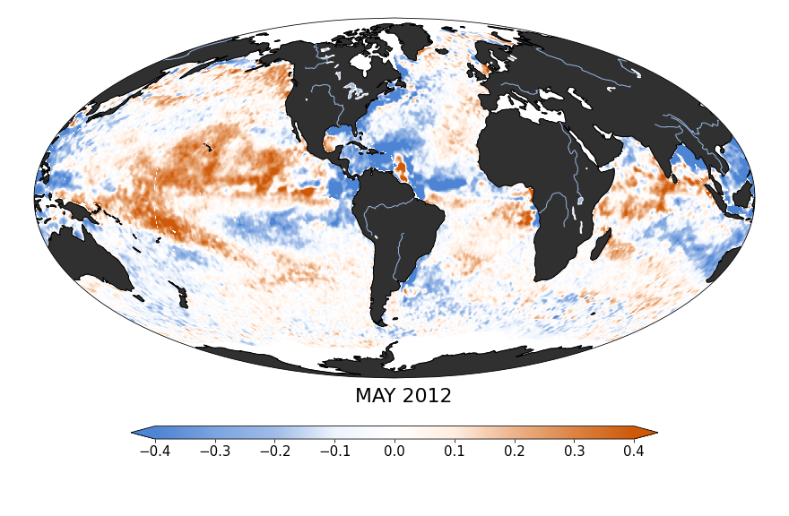 Sea surface salinity, May 2012