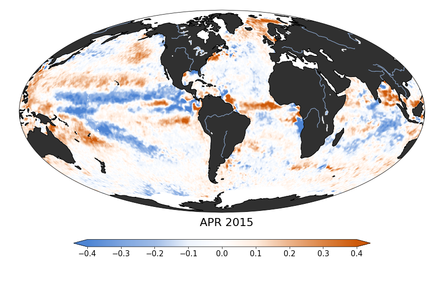 Sea surface salinity, April 2015