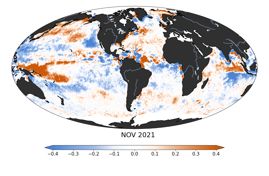 Sea surface salinity anomaly, November 2021