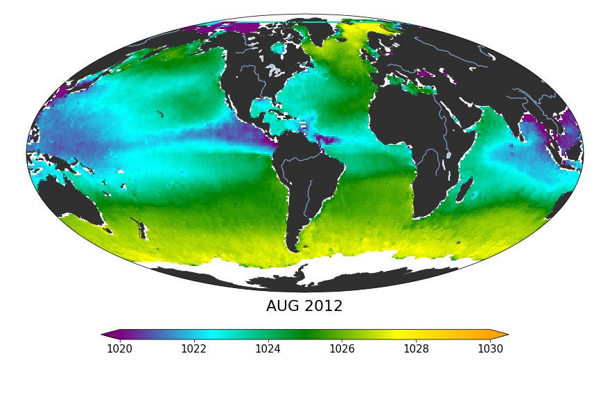 Global Sea surface density, August 2012