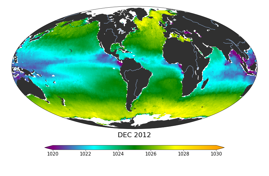 Global Sea surface density, December 2012