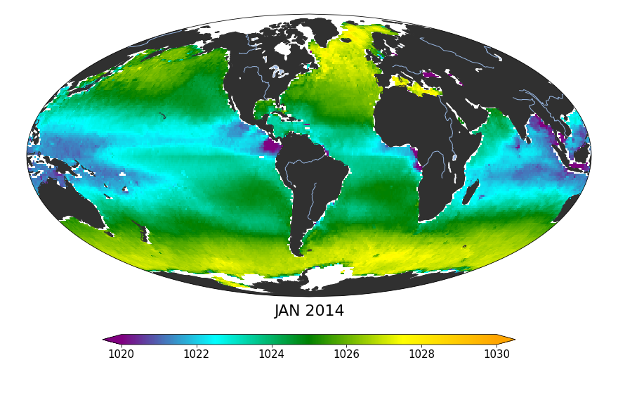 Global Sea surface density, January 2014