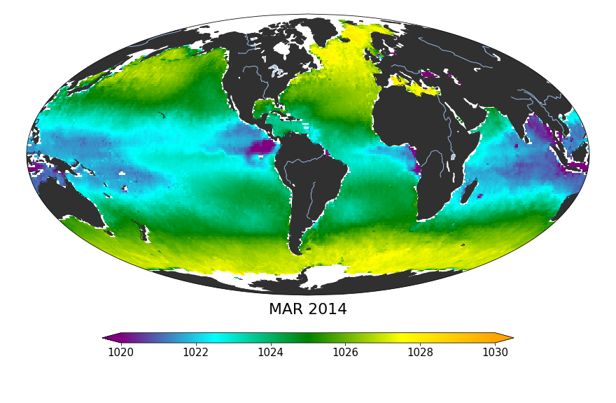 Global Sea surface density, March 2014