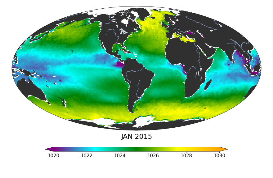 Global Sea surface density, January 2015