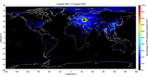 SMAP RFI percent, August 2024