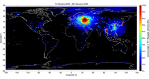 SMAP RFI percent, February 2025
