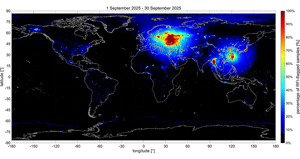 SMAP RFI percent, September 2025