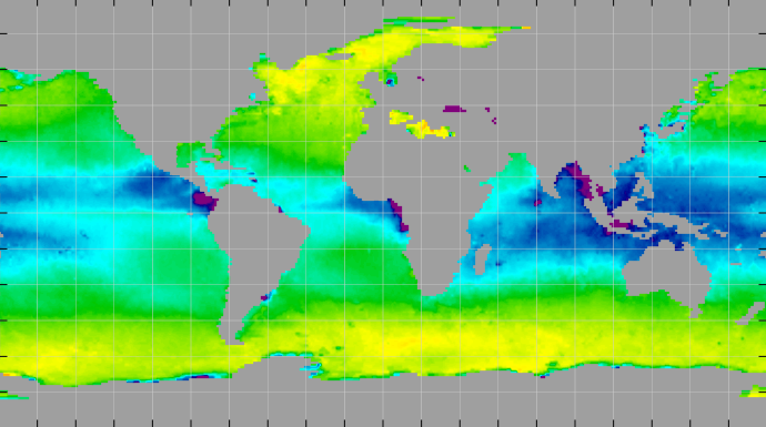 Monthly composite map of sea surface density, January 2013.