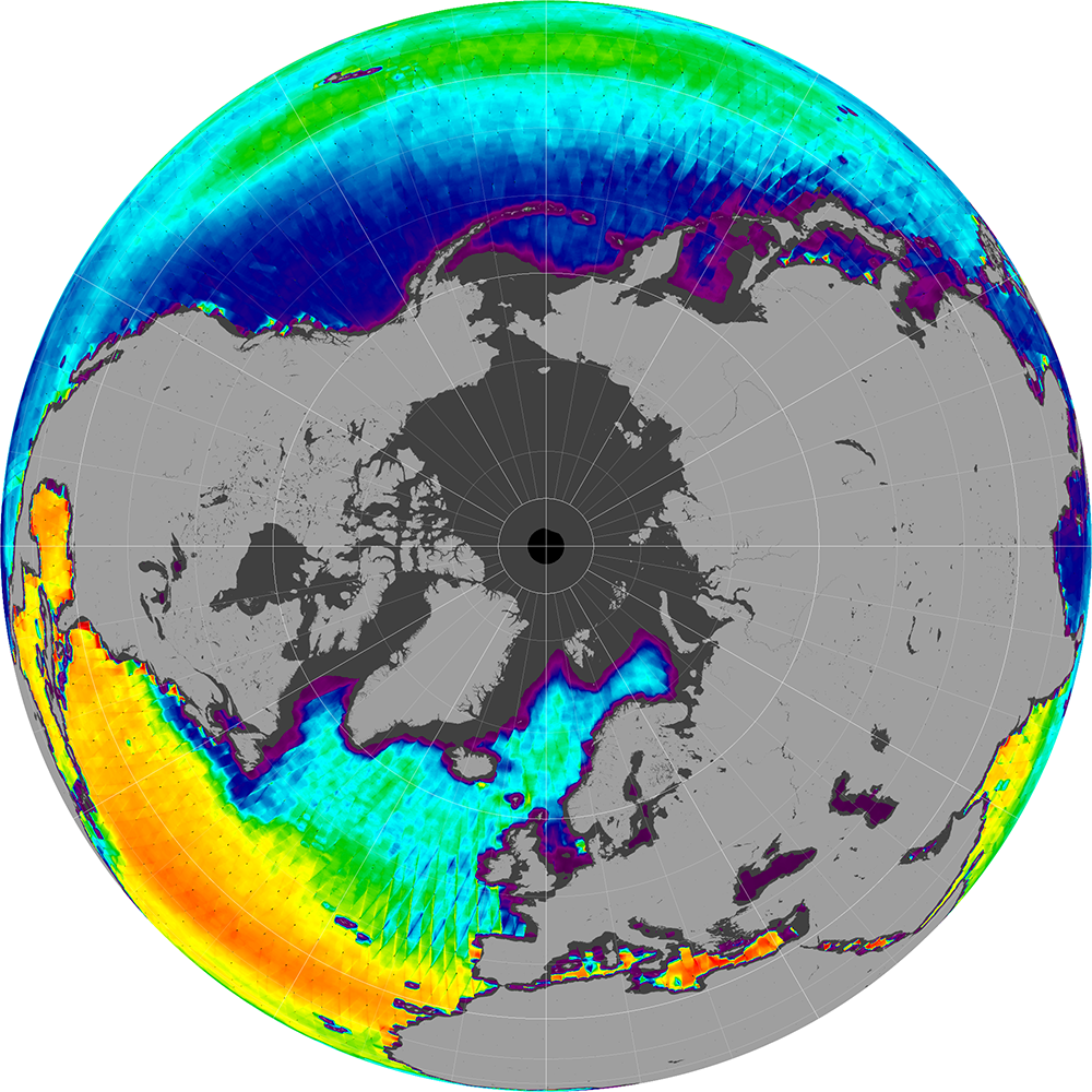 Monthly composite map of sea surface salinity, April 2013.