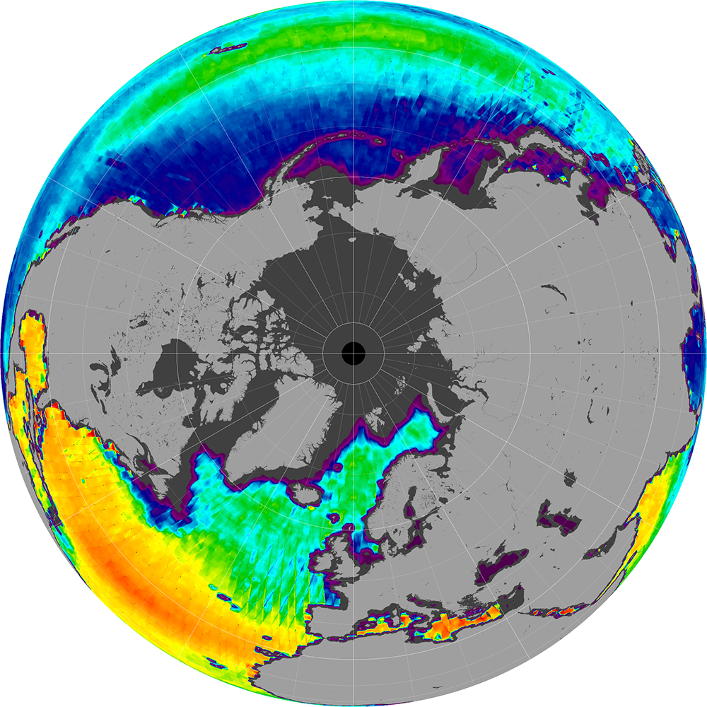 Sea surface salinity in the Northern Hemisphere, April 2015