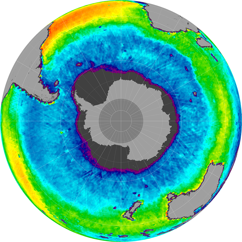Sea surface salinity in the Southern Hemisphere, April 2015