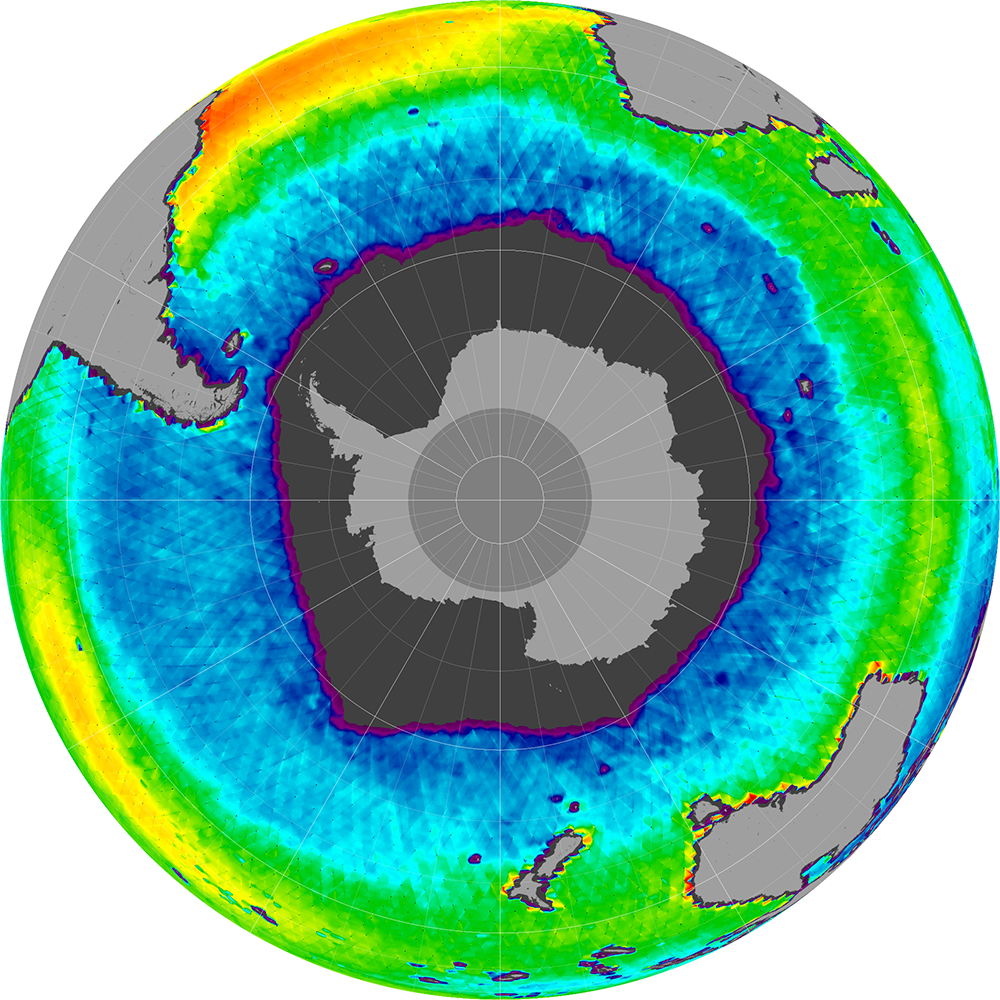 Sea surface salinity in the Southern Hemisphere, August 2013