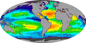 Global sea surface salinity, August 2014