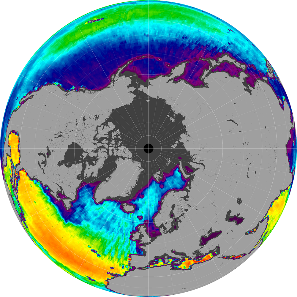 Sea surface salinity in the Northern Hemisphere, December 2012