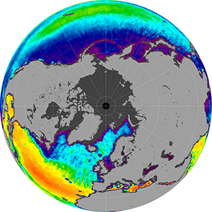 Sea surface salinity in the Northern Hemisphere, December 2013