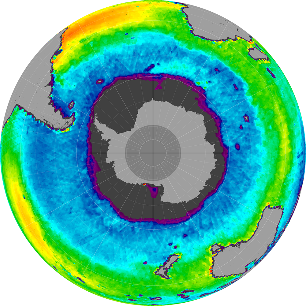 Sea surface salinity in the Southern Hemisphere, December 2013