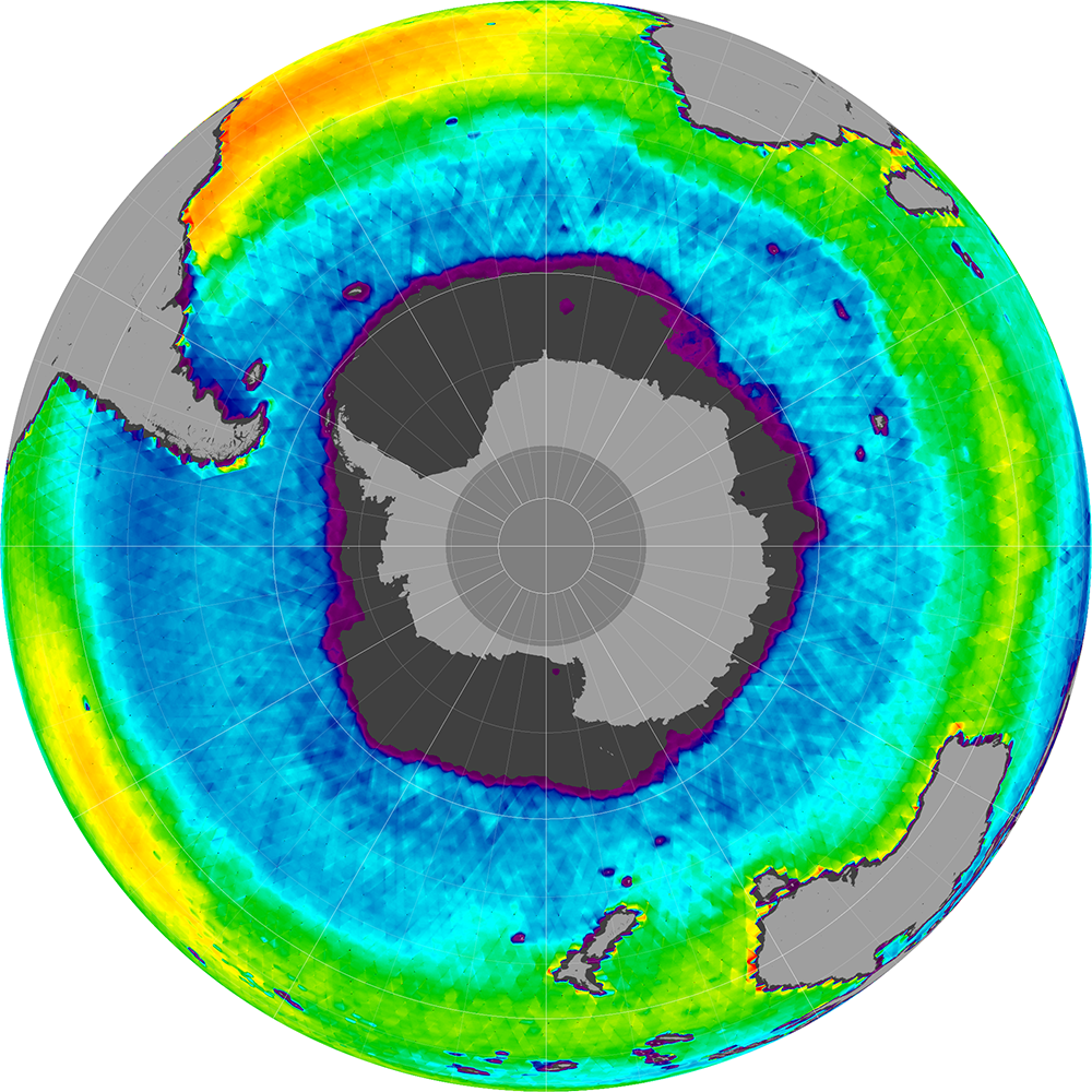 Sea surface salinity in the Southern Hemisphere, December 2014