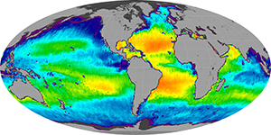 Global sea surface salinity, February 2013