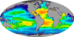 Global sea surface salinity, February 2014
