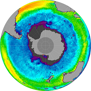Sea surface salinity in the Southern Hemisphere, January 2012