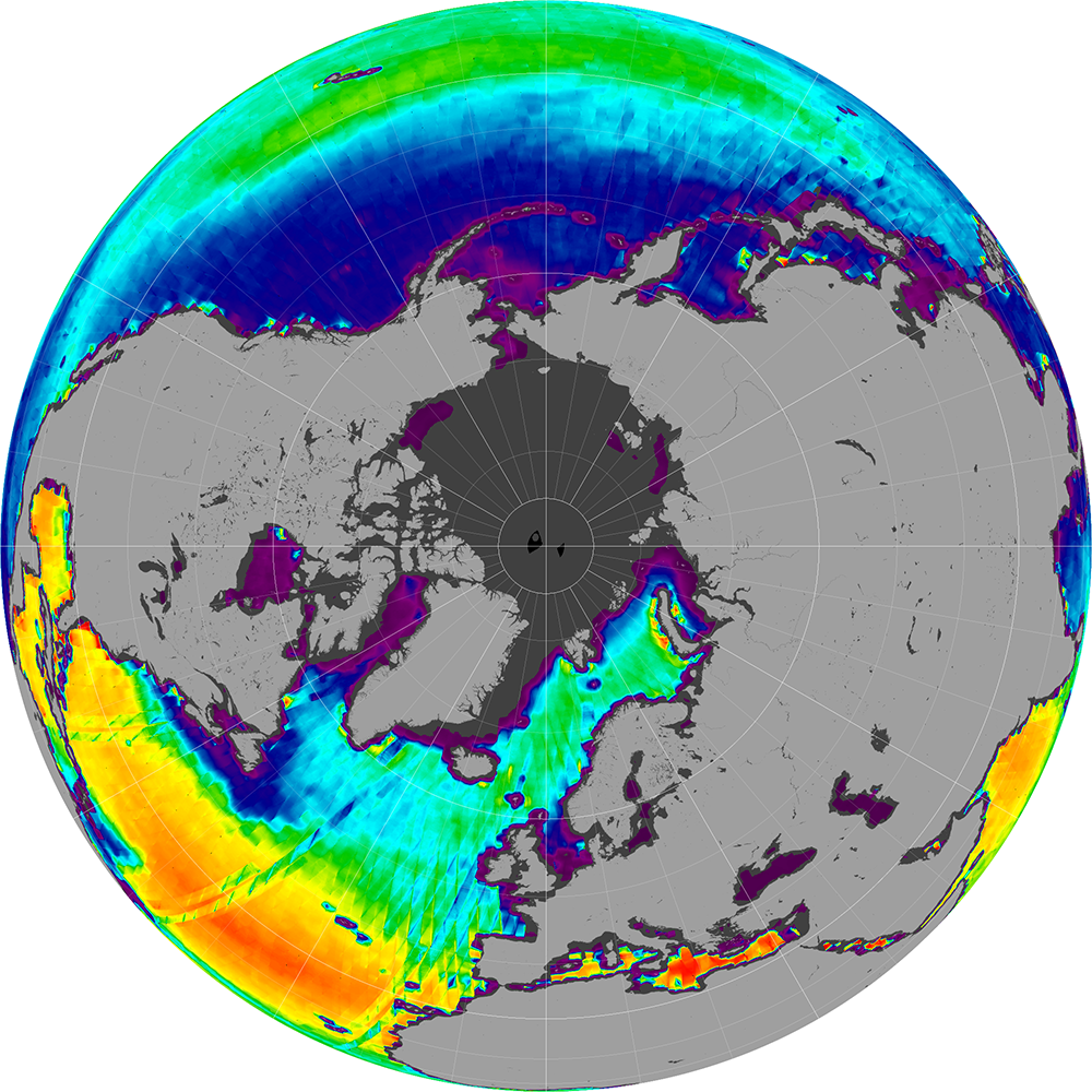 Sea surface salinity in the Northern Hemisphere, July 2012