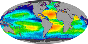 Global sea surface salinity, July 2014