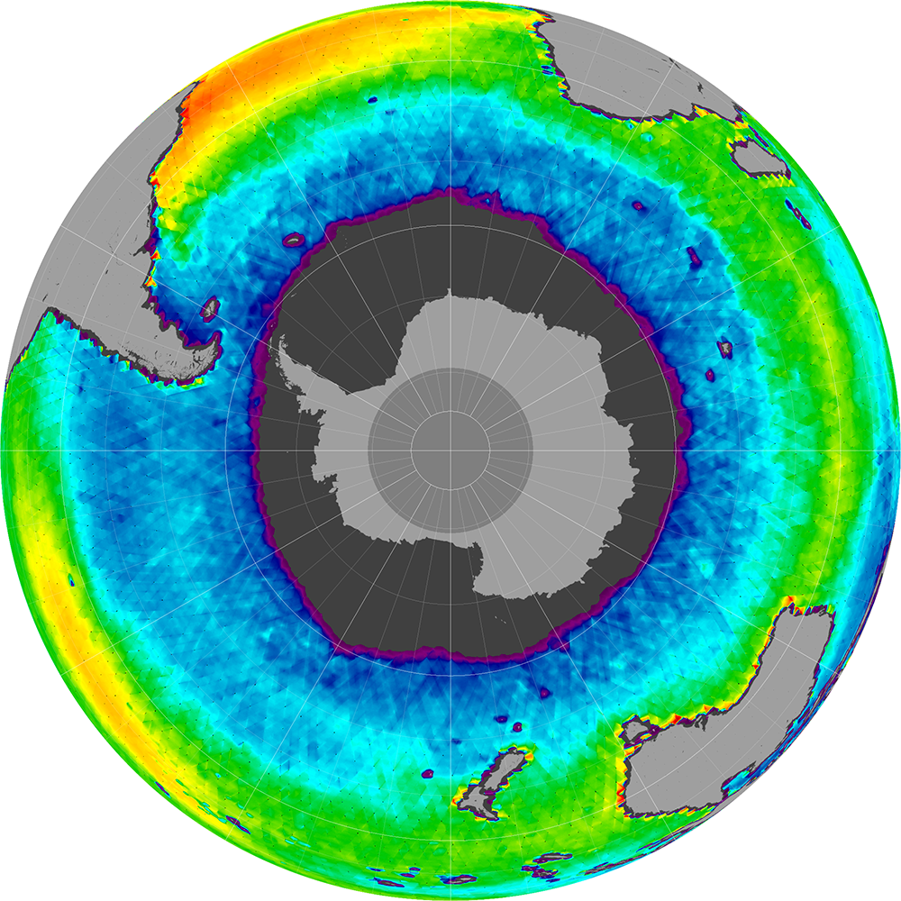 Sea surface salinity in the Southern Hemisphere, July 2014
