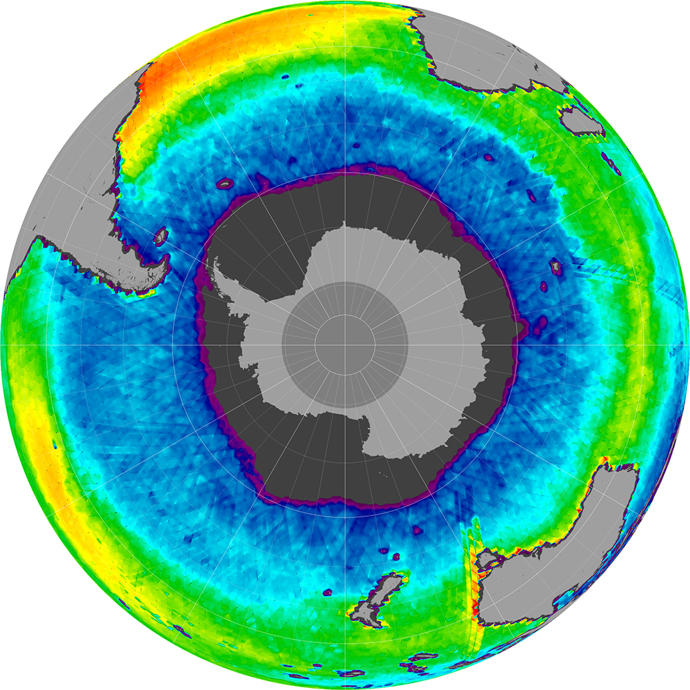 Sea surface salinity in the Southern Hemisphere, June 2013