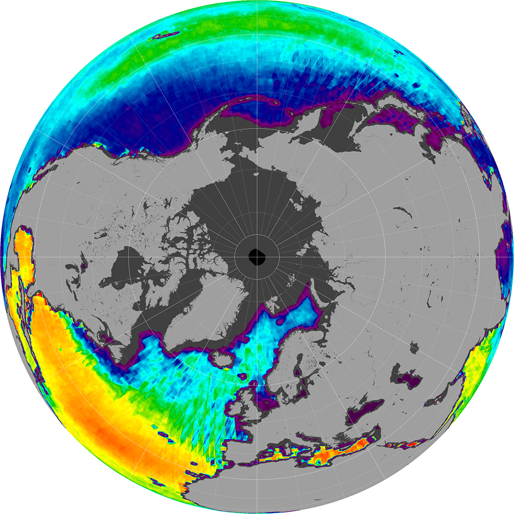 Monthly composite map of sea surface salinity, March 2012.