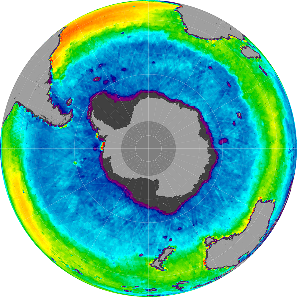 Sea surface salinity in the Southern Hemisphere, March 2013