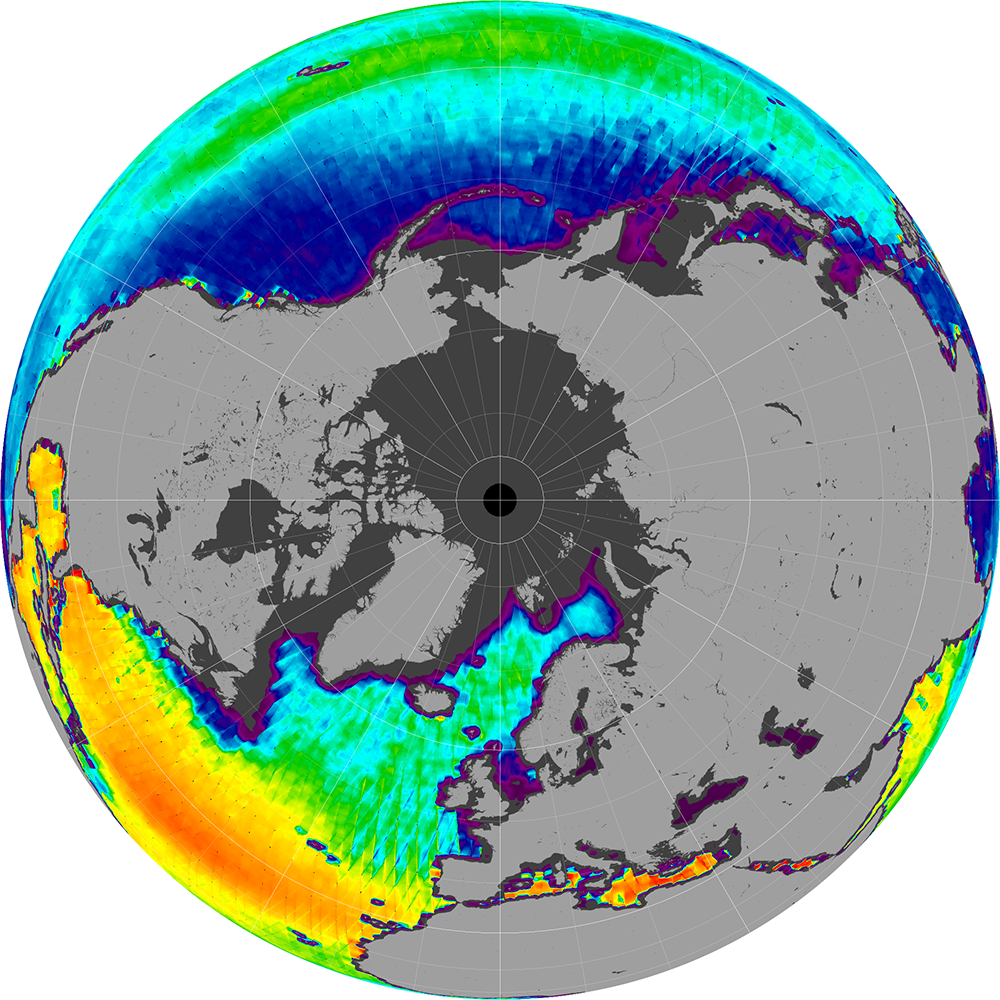 Sea surface salinity in the Northern Hemisphere, March 2014