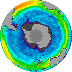 Sea surface salinity in the Southern Hemisphere, March 2014
