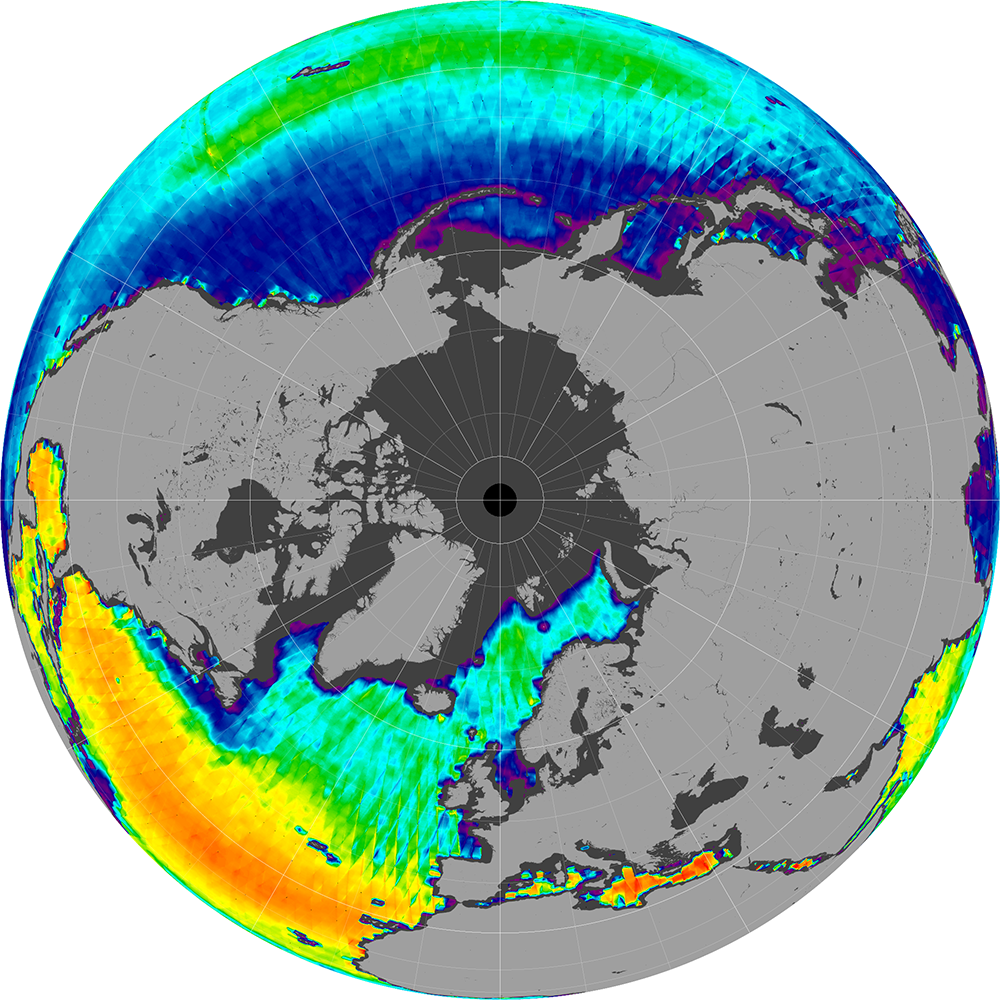 Sea surface salinity in the Northern Hemisphere, May 2012