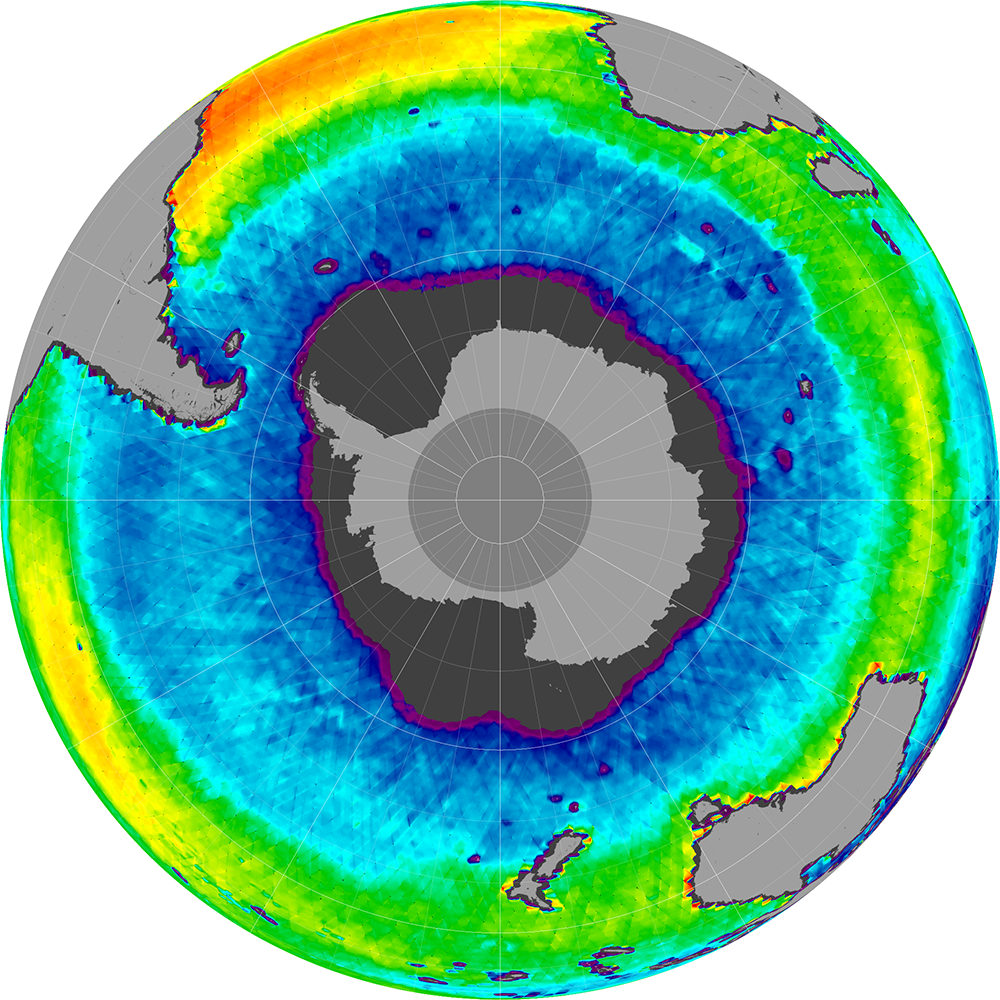 Sea surface salinity in the Southern Hemisphere, May 2013