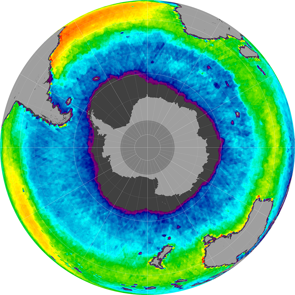 Sea surface salinity in the Southern Hemisphere, May 2015