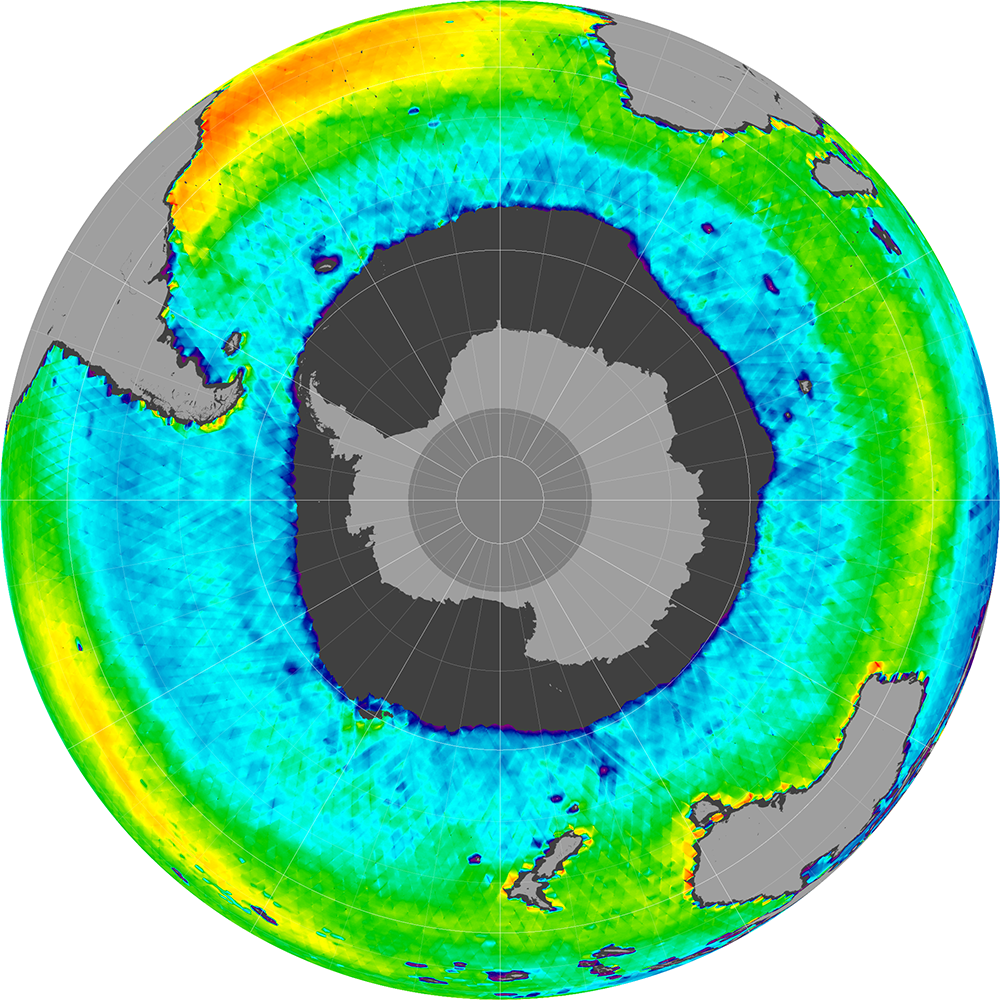 Sea surface salinity in the Southern Hemisphere, October 2012