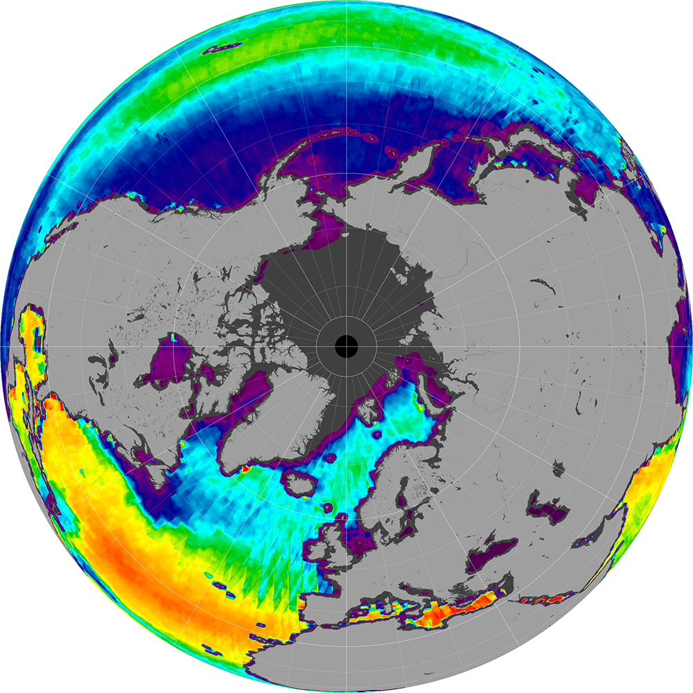 Sea surface salinity in the Northern Hemisphere, October 2013