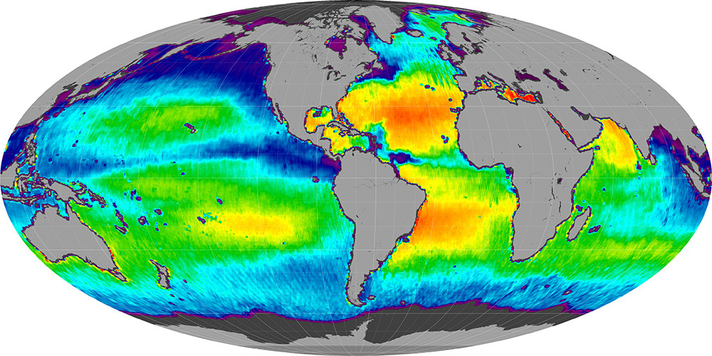Monthly composite map of sea surface salinity, September 2013.