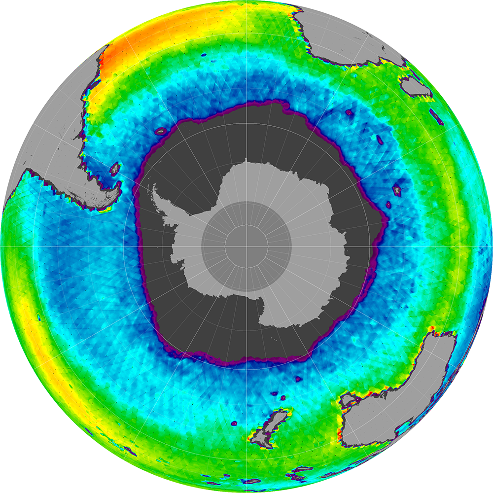 Sea surface salinity in the Southern Hemisphere, September 2013