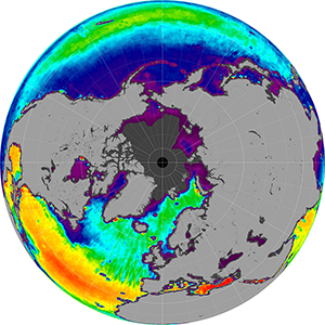 Sea surface salinity in the Northern Hemisphere, September 2014