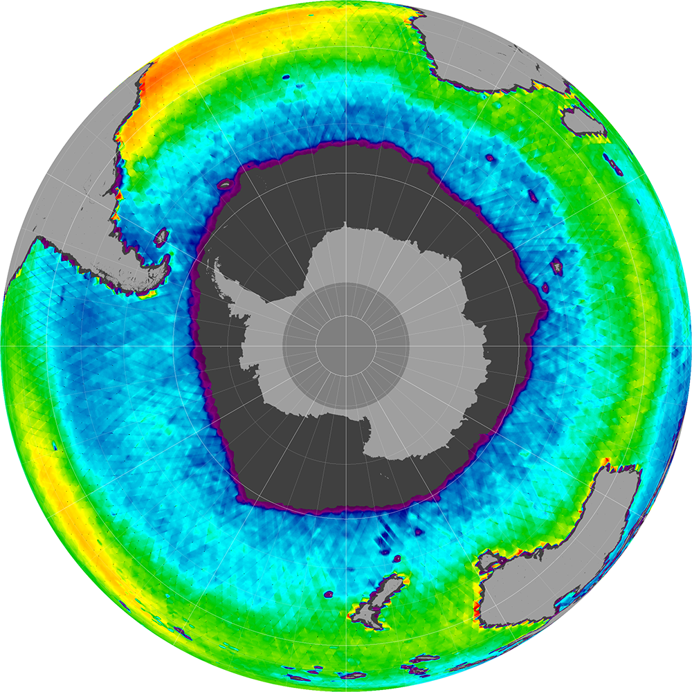 Sea surface salinity in the Southern Hemisphere, September 2014