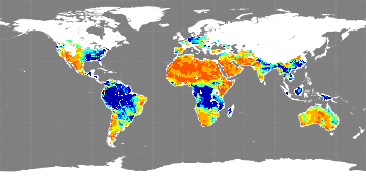 Monthly composite map of soil moisture, January 2012.