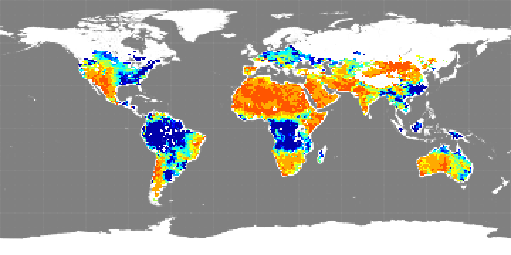 Monthly composite map of soil moisture, March 2012.