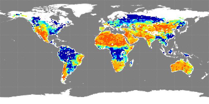 Monthly composite map of soil moisture, April 2012.