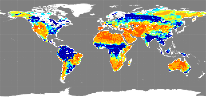 Monthly composite map of soil moisture, August 2012.