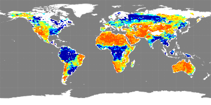 Monthly composite map of soil moisture, October 2012.